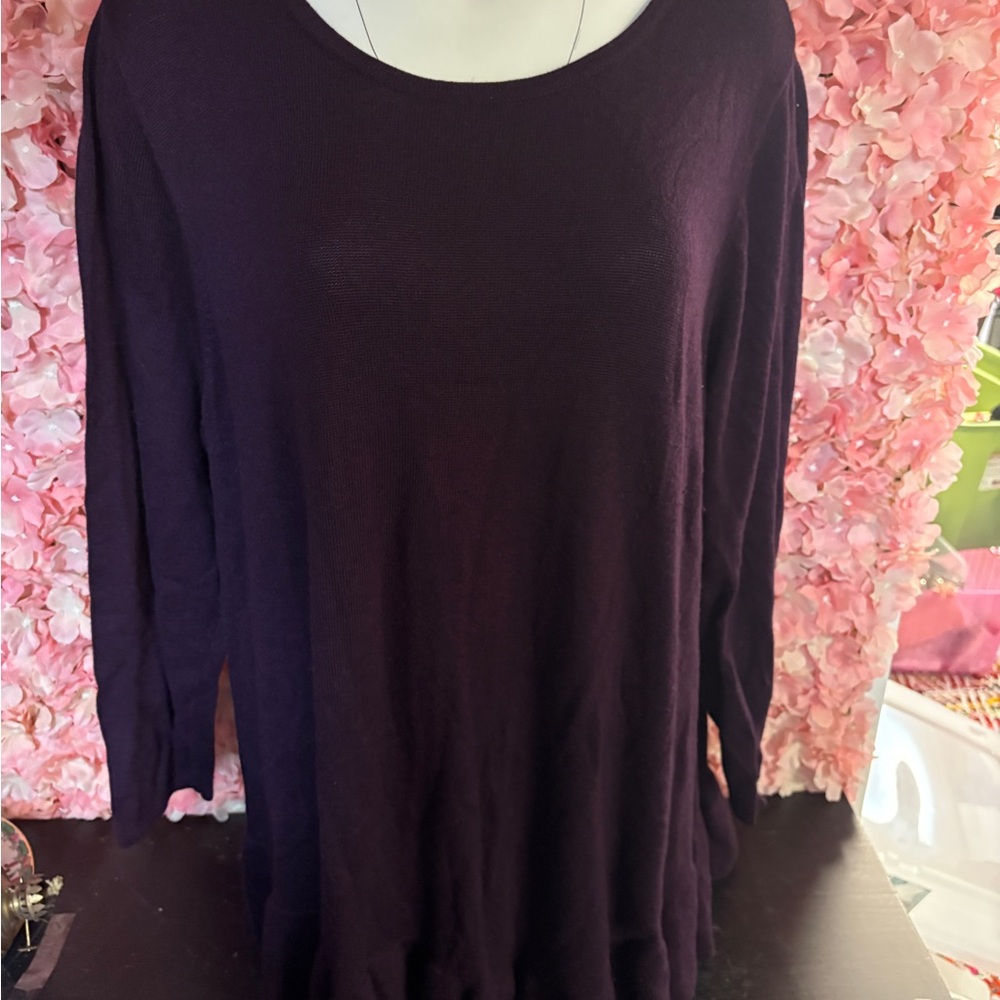 Lord and Taylor 2xl Ruffled Bottom Purple Sweater
